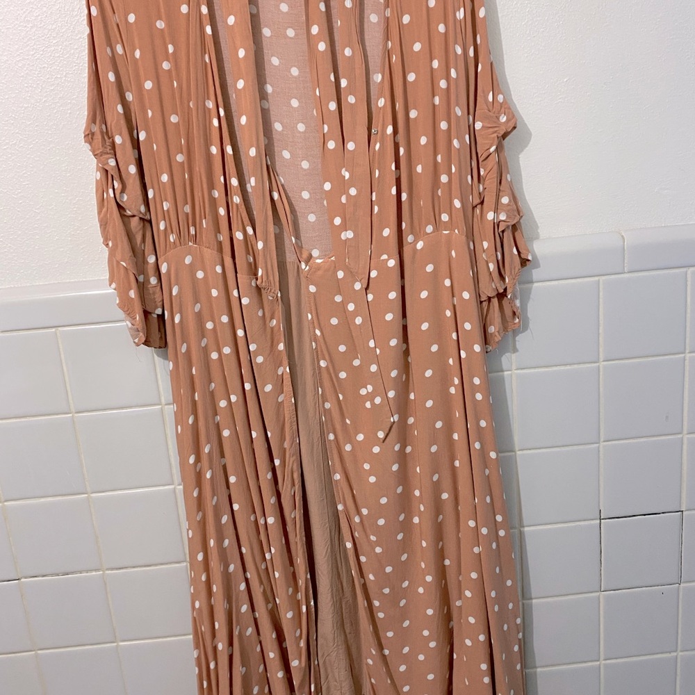 Pink/crème with white polka dots dress
